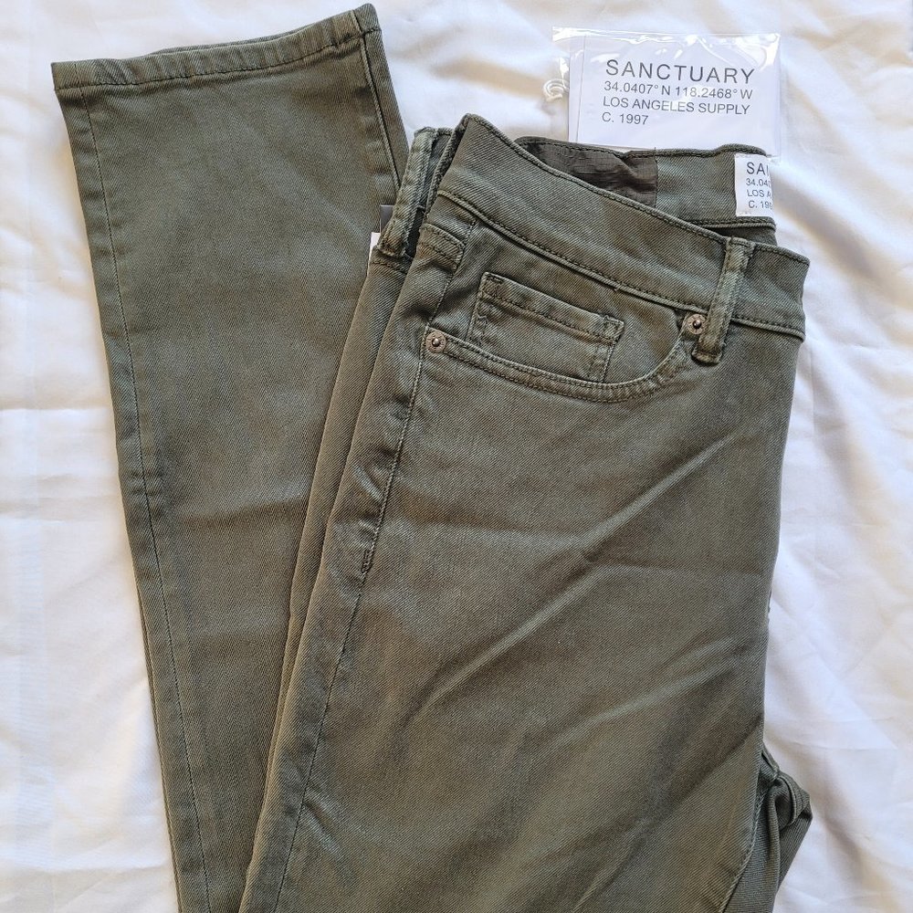 Sanctuary 29 Slim Fit Straight Leg Men's Denim Jeans NWT Green Fatigue